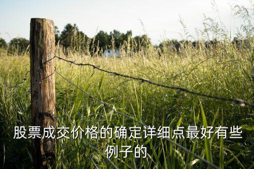  股票成交價格的確定詳細(xì)點最好有些例子的