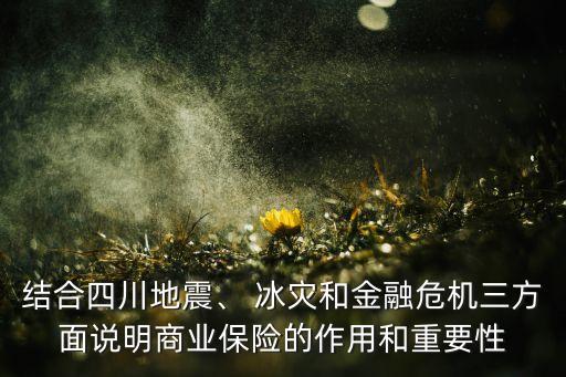 結(jié)合四川地震、 冰災(zāi)和金融危機(jī)三方面說(shuō)明商業(yè)保險(xiǎn)的作用和重要性