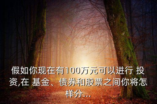 假如你現(xiàn)在有100萬元可以進行 投資,在 基金、債券和股票之間你將怎樣分...