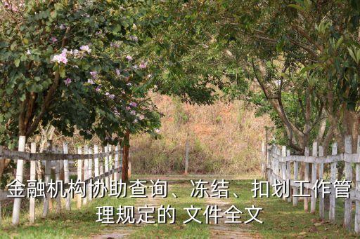 金融機(jī)構(gòu)協(xié)助查詢、凍結(jié)、扣劃工作管理規(guī)定的 文件全文