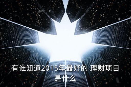 有誰知道2015年最好的 理財項目是什么