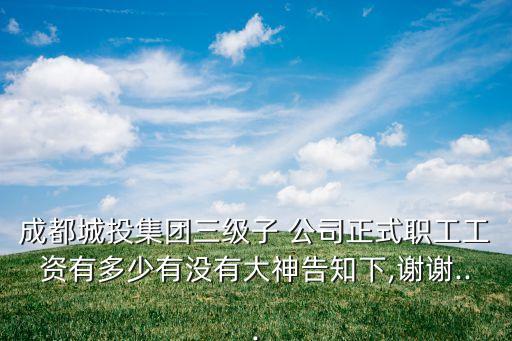 成都城投集團(tuán)三級(jí)子 公司正式職工工資有多少有沒(méi)有大神告知下,謝謝...