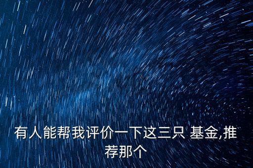 有人能幫我評價(jià)一下這三只 基金,推薦那個(gè)