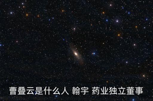 曹疊云是什么人 翰宇 藥業(yè)獨立董事