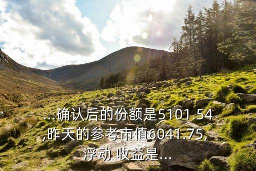 ...確認后的份額是5101.54,昨天的參考市值6041.75, 浮動 收益是...
