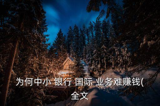 為何中小 銀行 國(guó)際 業(yè)務(wù)難賺錢(qián)(全文