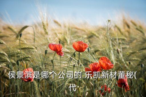 侯景濱是哪個公司的 樂凱新材董秘(代