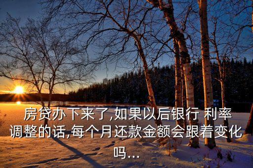  房貸辦下來了,如果以后銀行 利率調整的話,每個月還款金額會跟著變化嗎...