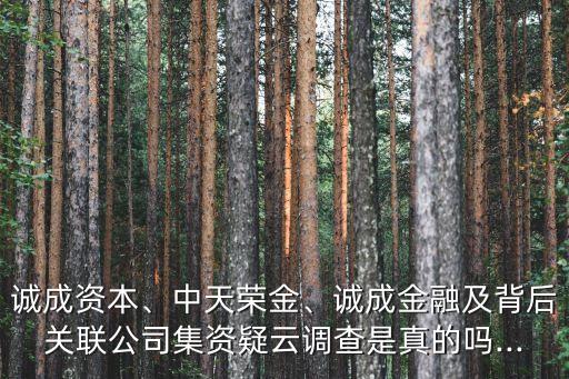 誠成資本、中天榮金、誠成金融及背后關聯(lián)公司集資疑云調查是真的嗎...