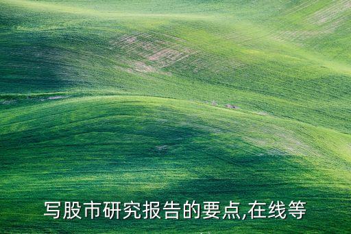 寫(xiě)股市研究報(bào)告的要點(diǎn),在線(xiàn)等