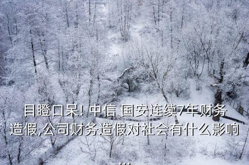 目瞪口呆! 中信 國安連續(xù)7年財(cái)務(wù)造假,公司財(cái)務(wù)造假對社會有什么影響...