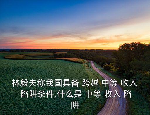 林毅夫稱我國(guó)具備 跨越 中等 收入 陷阱條件,什么是 中等 收入 陷阱