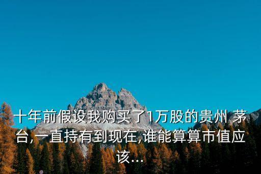 十年前假設(shè)我購(gòu)買(mǎi)了1萬(wàn)股的貴州 茅臺(tái),一直持有到現(xiàn)在,誰(shuí)能算算市值應(yīng)該...