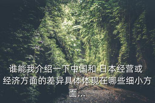 誰能我介紹一下中國和 日本經(jīng)營或 經(jīng)濟方面的差異具體體現(xiàn)在哪些細小方面...