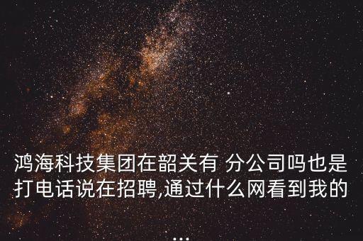 鴻?？萍技瘓F(tuán)在韶關(guān)有 分公司嗎也是打電話說(shuō)在招聘,通過(guò)什么網(wǎng)看到我的...