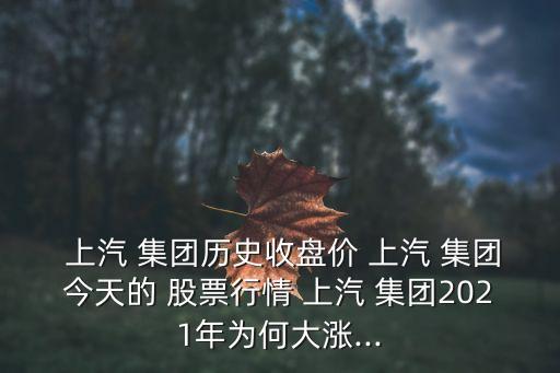  上汽 集團歷史收盤價 上汽 集團今天的 股票行情 上汽 集團2021年為何大漲...