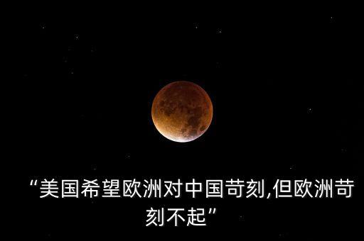 “美國(guó)希望歐洲對(duì)中國(guó)苛刻,但歐洲苛刻不起”