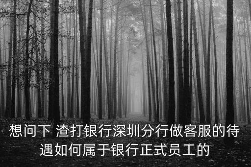 想問(wèn)下 渣打銀行深圳分行做客服的待遇如何屬于銀行正式員工的