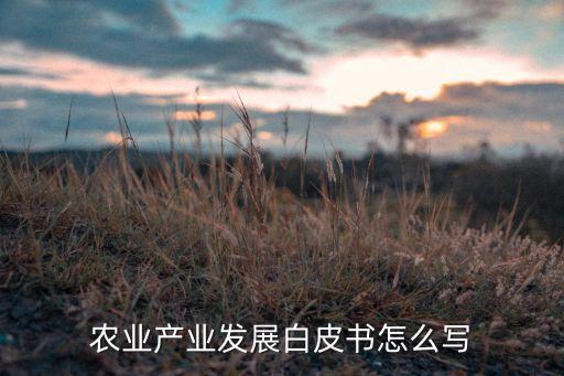 農業(yè)產業(yè)發(fā)展白皮書怎么寫