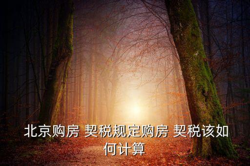  北京購房 契稅規(guī)定購房 契稅該如何計算