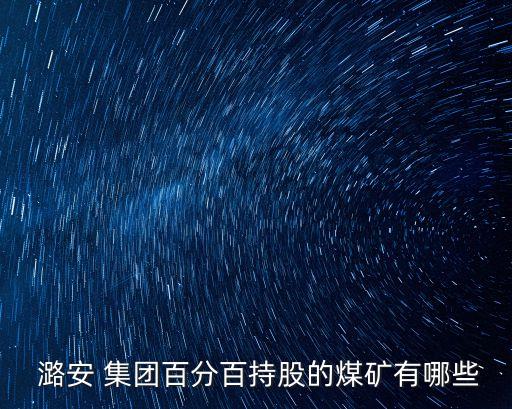  潞安 集團百分百持股的煤礦有哪些