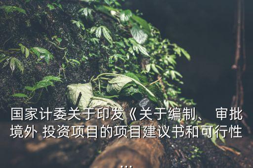 國(guó)家計(jì)委關(guān)于印發(fā)《關(guān)于編制、 審批境外 投資項(xiàng)目的項(xiàng)目建議書和可行性...