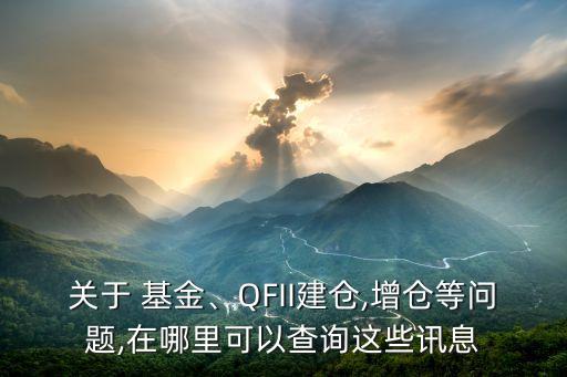 關(guān)于 基金、QFII建倉,增倉等問題,在哪里可以查詢這些訊息