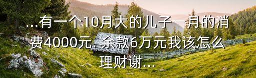 ...有一個10月大的兒子一月的消費(fèi)4000元. 余款6萬元我該怎么理財(cái)謝...