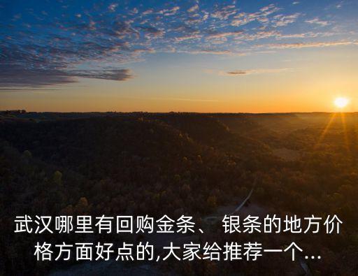 武漢哪里有回購金條、 銀條的地方價格方面好點的,大家給推薦一個...