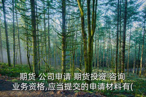  期貨 公司申請 期貨投資 咨詢 業(yè)務資格,應當提交的申請材料有(
