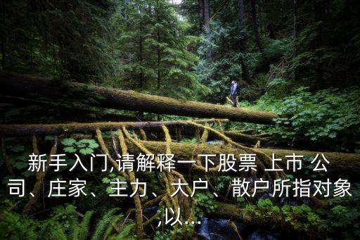 新手入門,請解釋一下股票 上市 公司、莊家、主力、大戶、散戶所指對象,以...