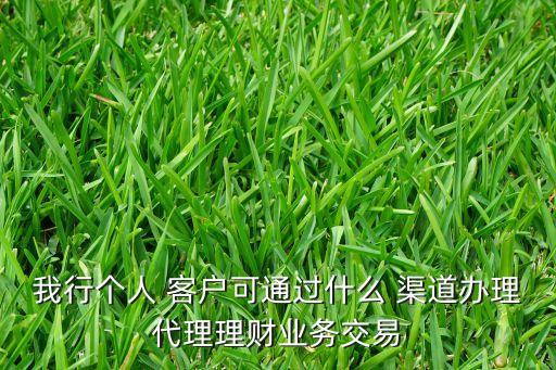 我行個人 客戶可通過什么 渠道辦理代理理財(cái)業(yè)務(wù)交易