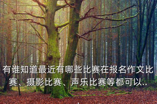 有誰知道最近有哪些比賽在報名作文比賽、攝影比賽、聲樂比賽等都可以...