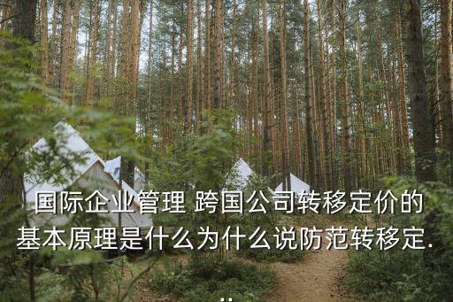  國(guó)際企業(yè)管理 跨國(guó)公司轉(zhuǎn)移定價(jià)的基本原理是什么為什么說防范轉(zhuǎn)移定...