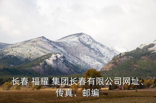 長春 福耀 集團長春有限公司網(wǎng)址、傳真、郵編