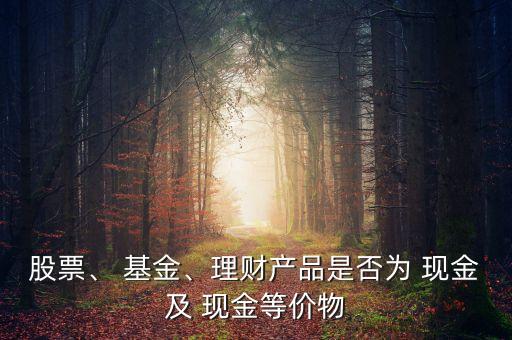 股票、 基金、理財產(chǎn)品是否為 現(xiàn)金及 現(xiàn)金等價物