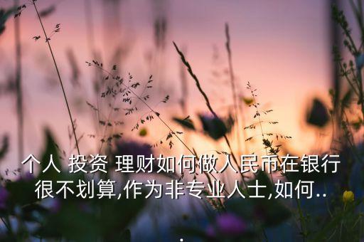 個人 投資 理財(cái)如何做人民幣在銀行很不劃算,作為非專業(yè)人士,如何...