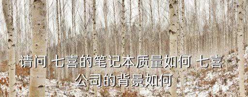 請(qǐng)問(wèn) 七喜的筆記本質(zhì)量如何 七喜 公司的背景如何