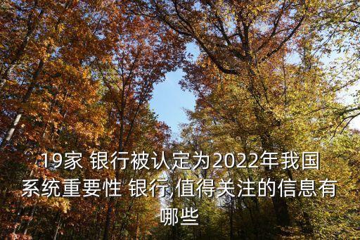 19家 銀行被認定為2022年我國系統(tǒng)重要性 銀行,值得關注的信息有哪些