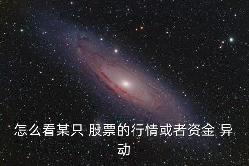 怎么看某只 股票的行情或者資金 異動