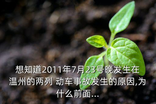 想知道2011年7月23號(hào)晚發(fā)生在溫州的兩列 動(dòng)車事故發(fā)生的原因,為什么前面...