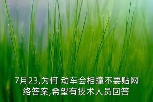 7月23,為何 動(dòng)車會(huì)相撞不要貼網(wǎng)絡(luò)答案,希望有技術(shù)人員回答