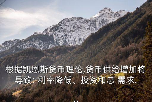 根據(jù)凱恩斯貨幣理論,貨幣供給增加將導(dǎo)致: 利率降低、投資和總 需求...