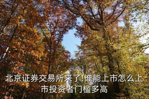 北京證券交易所來(lái)了!誰(shuí)能上市怎么上市投資者門檻多高