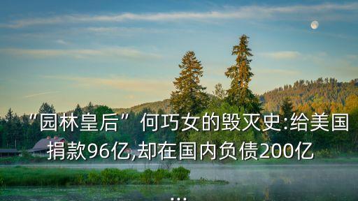 “園林皇后”何巧女的毀滅史:給美國 捐款96億,卻在國內(nèi)負債200億...