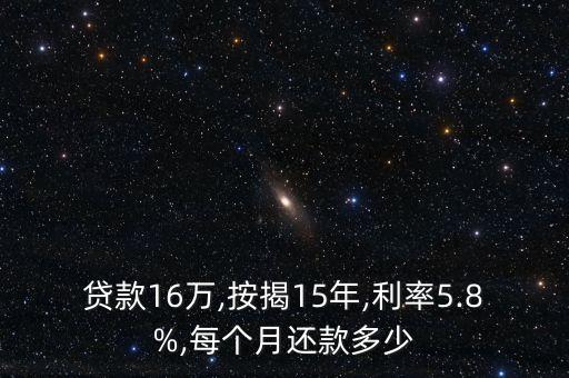 貸款16萬,按揭15年,利率5.8%,每個(gè)月還款多少