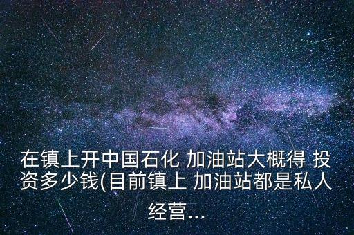 在鎮(zhèn)上開中國石化 加油站大概得 投資多少錢(目前鎮(zhèn)上 加油站都是私人經營...