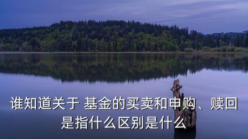 誰(shuí)知道關(guān)于 基金的買(mǎi)賣(mài)和申購(gòu)、贖回是指什么區(qū)別是什么