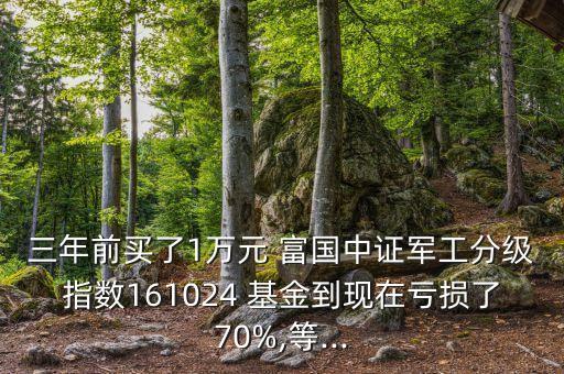 三年前買了1萬元 富國(guó)中證軍工分級(jí)指數(shù)161024 基金到現(xiàn)在虧損了70%,等...