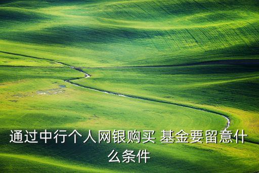 通過中行個人網銀購買 基金要留意什么條件